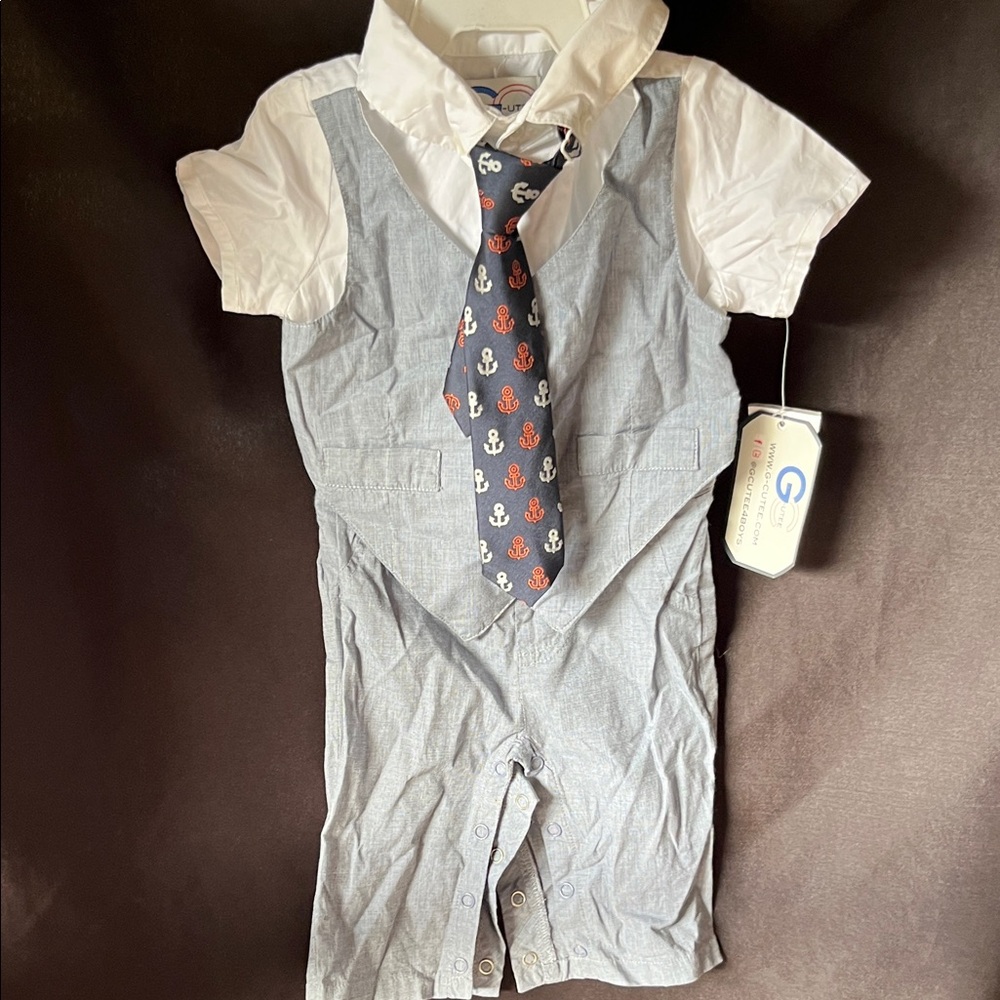 Gray and White Kids Formal Outfit with Tie